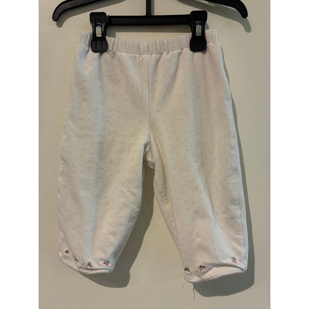 Stacy Claire Boyd Vintage Baby Girl Pink White Floral Embroidered Pants 9M